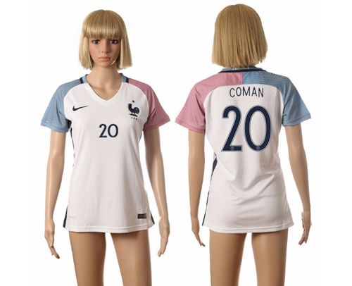 Women's France #20 Coman Away Soccer Country Jersey