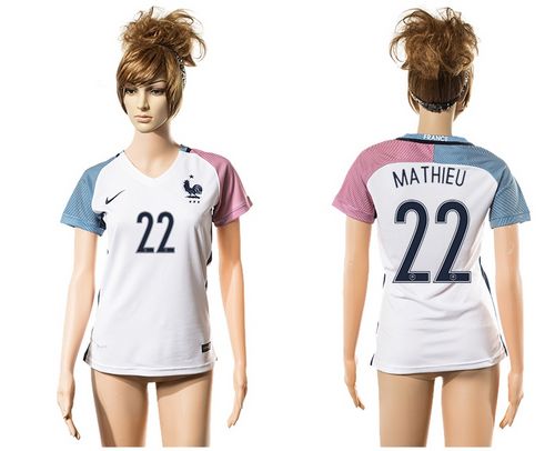 Women's France #22 Mathieu Away Soccer Country Jersey