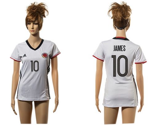 Women's Colombia #10 James Away Soccer Country Jersey