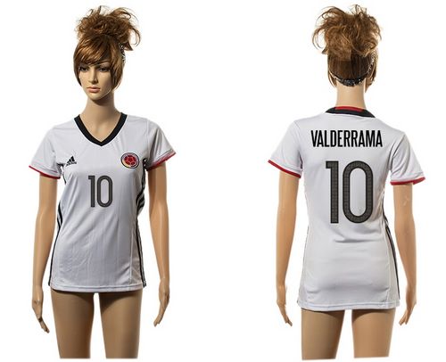 Women's Colombia #10 Valderrama Away Soccer Country Jersey