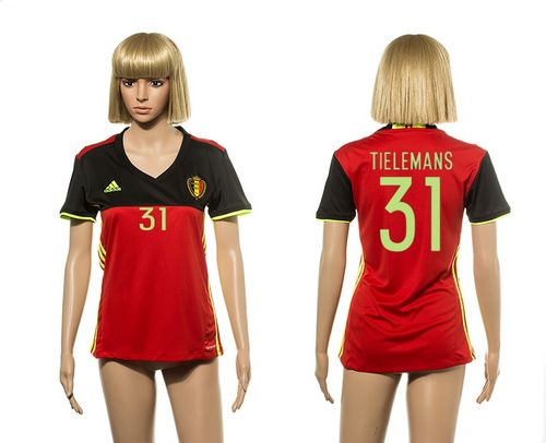 Women's Belgium #31 Tielemans Red Home Soccer Country Jersey