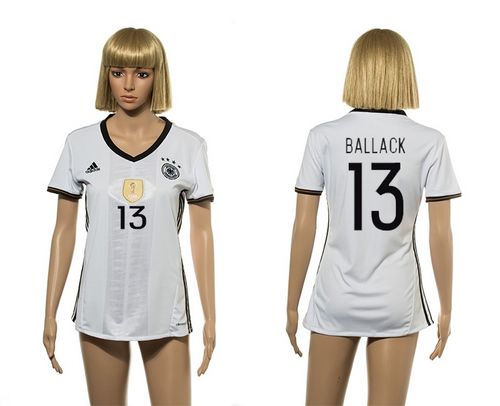 Women's Germany #13 Ballack White Home Soccer Country Jersey