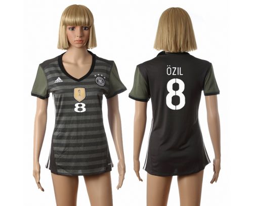 Women's Germany #8 Ozil Away Soccer Country Jersey