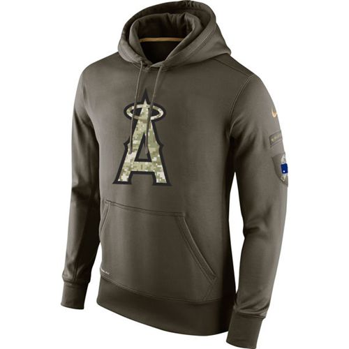 Men's Los Angeles Angels  Olive Salute To Service KO Performance Hoodie