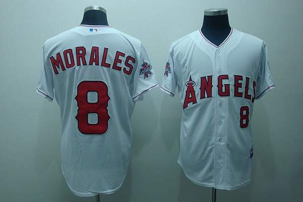 Angels of Anaheim #8 Kendrys Moraless Stitched White Cool Base MLB Jersey