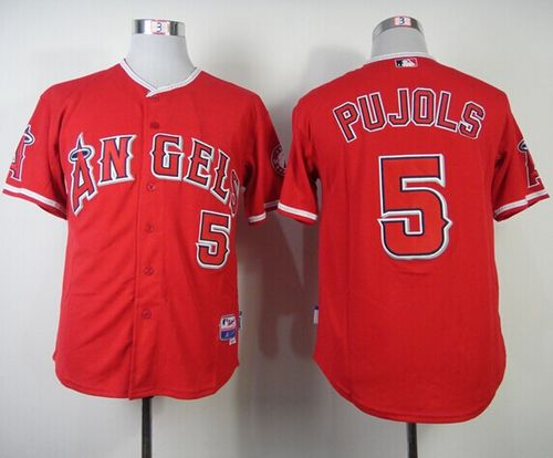 Angels of Anaheim #5 Albert Pujols Red Cool Base Stitched MLB Jersey