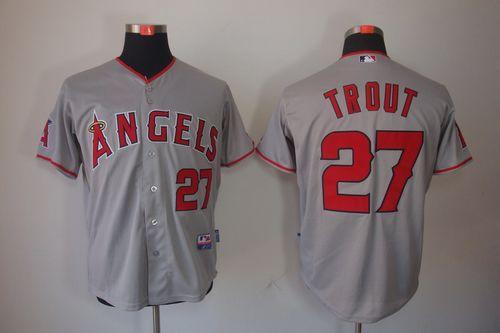 Angels of Anaheim #27 Mike Trout Grey Cool Base Stitched MLB Jersey