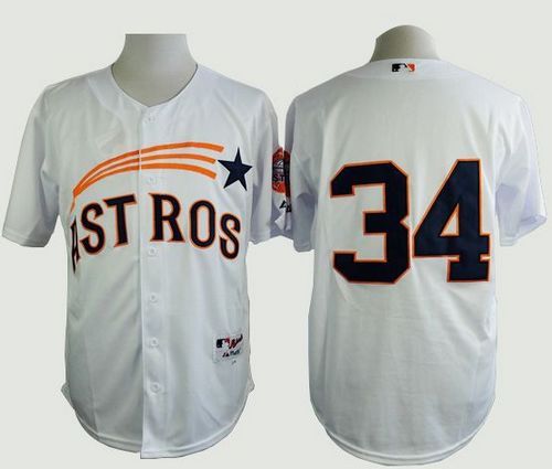 Astros #34 Nolan Ryan White 1965 Turn Back The Clock Stitched MLB Jersey