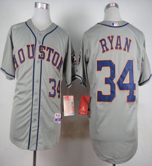 Astros #34 Nolan Ryan Grey Cool Base Stitched MLB Jersey