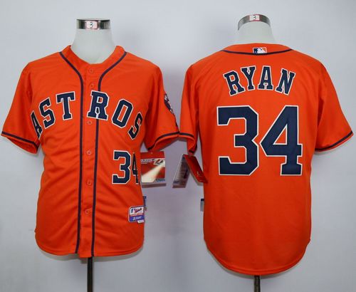 Astros #34 Nolan Ryan Orange Cool Base Stitched MLB Jersey