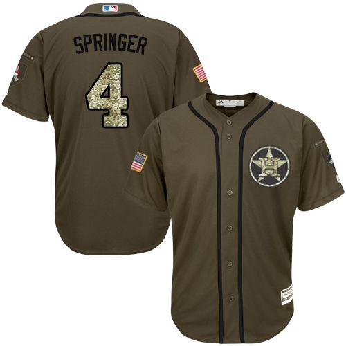 Astros #4 George Springer Green Salute to Service Stitched MLB Jersey