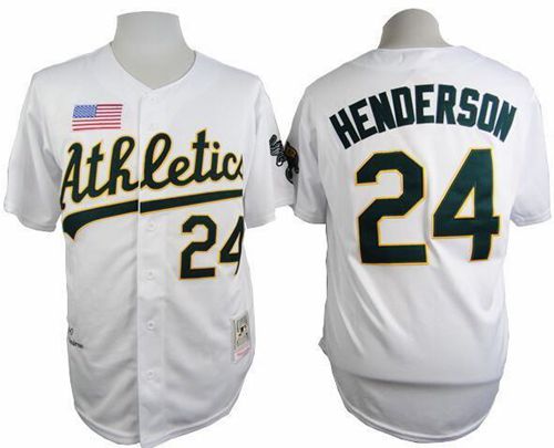 Mitchell And Ness 1990 Athletics #24 Rickey Henderson White Throwback Stitched MLB Jersey