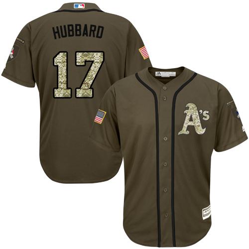 Athletics #17 Glenn Hubbard Green Salute to Service Stitched MLB Jersey
