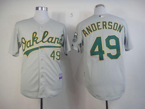 Athletics #49 Brett Anderson Grey Cool Base Stitched MLB Jersey