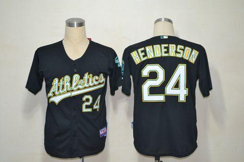 Athletics #24 Rickey Henderson Black Cool Base Stitched MLB Jersey