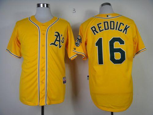 Athletics #16 Josh Reddick Yellow Cool Base Stitched MLB Jersey