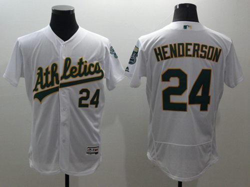 Athletics #24 Rickey Henderson White Flexbase Authentic Collection Stitched MLB Jersey