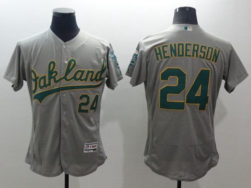 Athletics #24 Rickey Henderson Grey Flexbase Authentic Collection Stitched MLB Jersey
