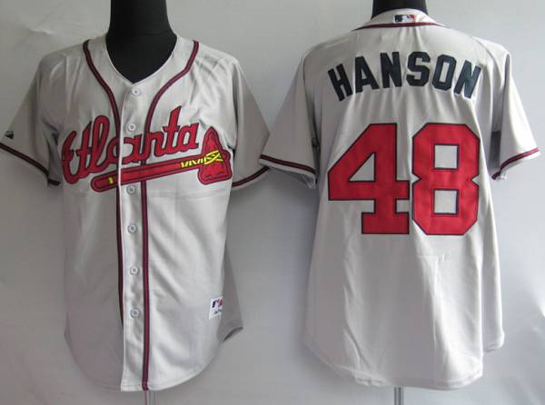 Braves #48 Tommy Hanson Stitched Grey MLB Jersey
