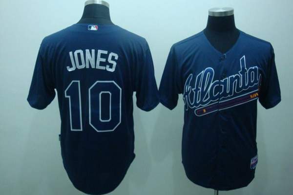 Braves #10 Chipper Jones Blue Practise Stitched MLB Jersey