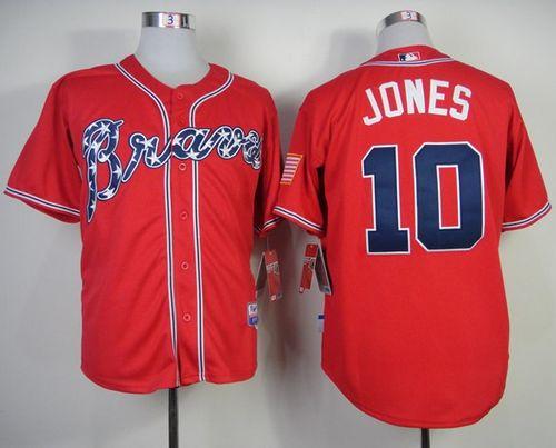Braves #10 Chipper Jones Red Stitched MLB Jersey