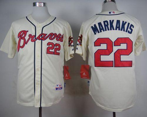 Braves #22 Nick Markakis Cream Alternate Cool Base Stitched MLB Jersey