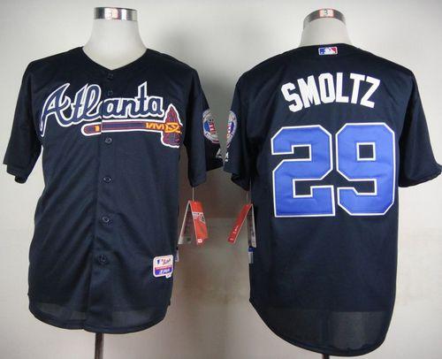 Braves #29 John Smoltz Blue Cool Base  Stitched MLB Jersey
