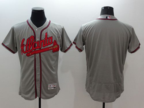 Braves Blank Grey Flexbase Authentic Collection Stitched MLB Jersey