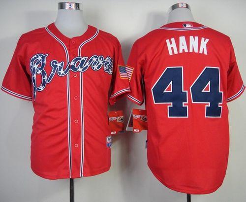 Braves #44 Hank Aaron Red Cool Base Stitched MLB Jersey