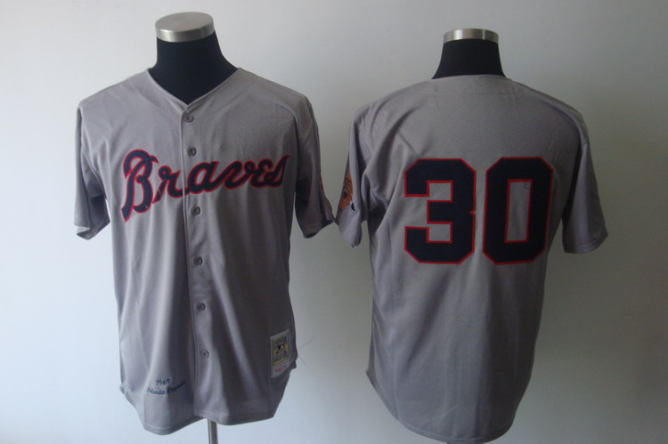 Mitchell And Ness 1969 Braves #30 Orlando Cepeda Grey Stitched MLB Jersey