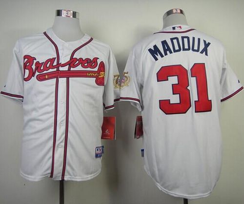 Braves #31 Greg Maddux White Cool Base Stitched MLB Jersey