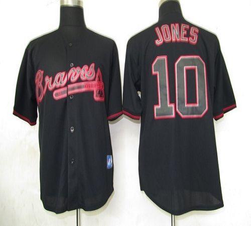 Braves #10 Chipper Jones Black Fashion Stitched MLB Jersey
