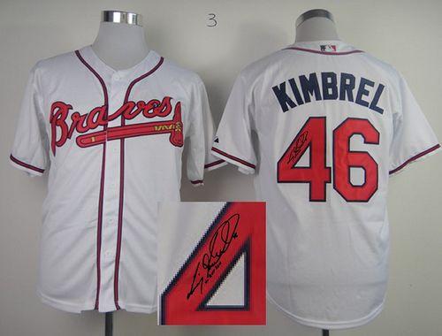 Braves #46 Craig Kimbrel White Cool Base Autographed Stitched MLB Jersey