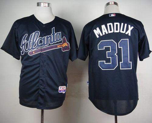 Braves #31 Greg Maddux Blue Cool Base Stitched MLB Jersey