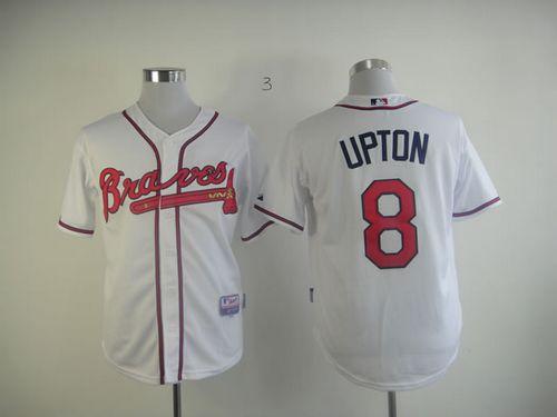 Braves #8 Justin Upton White Cool Base Stitched MLB Jersey