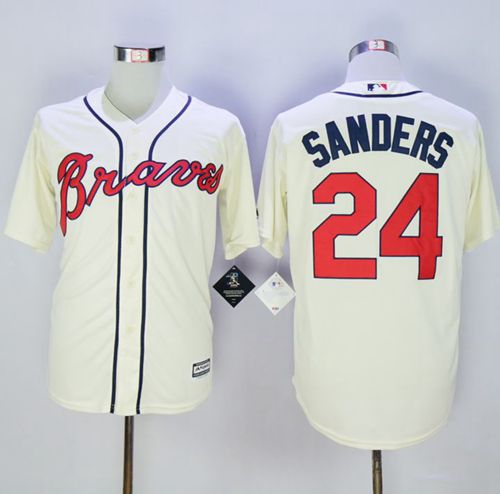 Braves #24 Deion Sanders Cream New Cool Base Stitched MLB Jersey