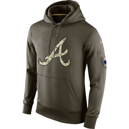 Men's Atlanta Braves  Olive Salute To Service KO Performance Hoodie