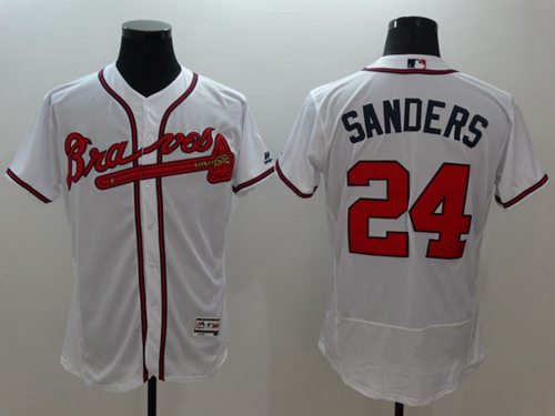 Braves #24 Deion Sanders White Flexbase Authentic Collection Stitched MLB Jersey