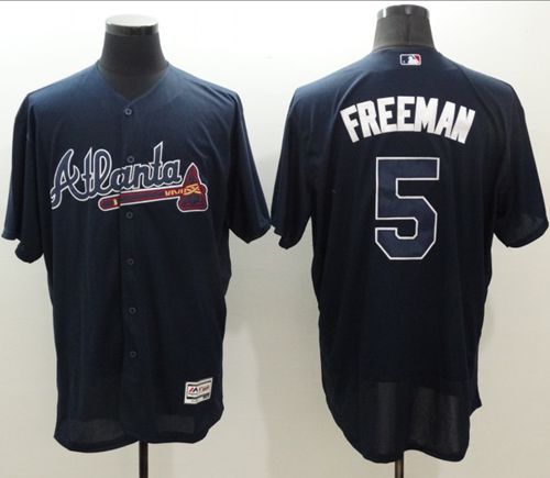Braves #5 Freddie Freeman Navy Blue Flexbase Authentic Collection Stitched MLB Jersey