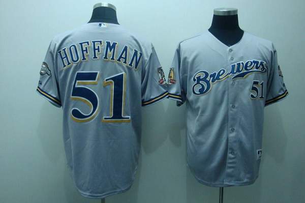 Brewers #51 Trevor Hoffman Stitched Grey MLB Jersey