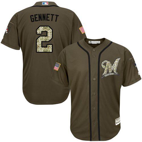 Brewers #2 Scooter Gennett Green Salute to Service Stitched MLB Jersey