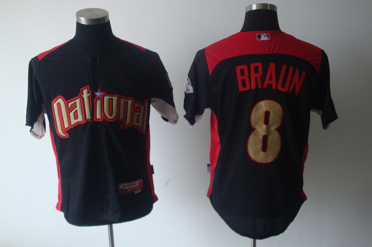 Brewers #8 Ryan Braun Black Nation League 2011 All Star BP Stitched MLB Jersey