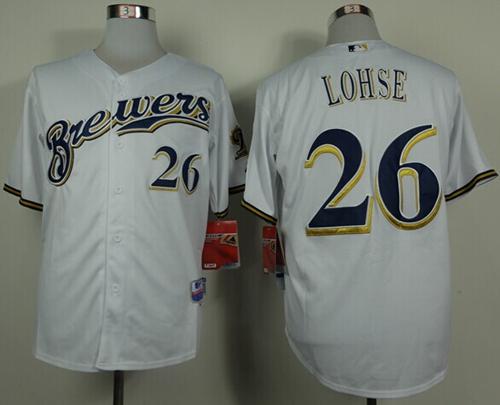 Brewers #26 Kyle Lohse White Cool Base Stitched MLB Jersey