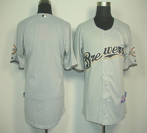 Brewers Blank Grey Cool Base Stitched MLB Jersey
