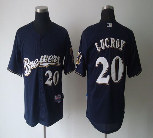 Brewers #20 Jonathan Lucroy Blue Cool Base Stitched MLB Jersey