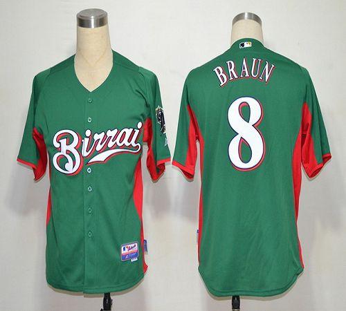 Brewers #8 Ryan Braun Green Birrai Cool Base Stitched MLB Jersey
