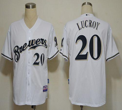 Brewers #20 Jonathan Lucroy White Cool Base Stitched MLB Jersey