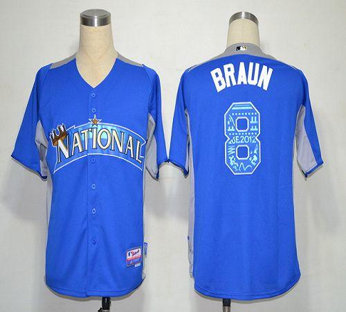 Brewers #8 Ryan Braun Blue 2012 All Star BP Stitched MLB Jersey