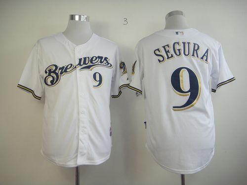 Brewers #9 Jean Segura White Cool Base Stitched MLB Jersey