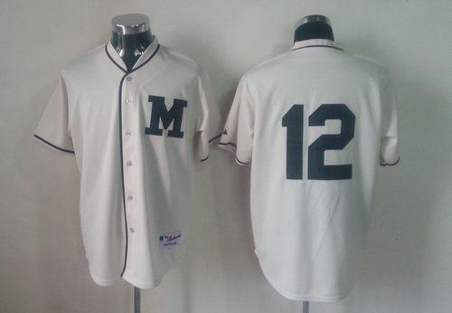 Brewers #12 Martin Maldonado Cream 1913 Turn Back The Clock Stitched MLB Jersey